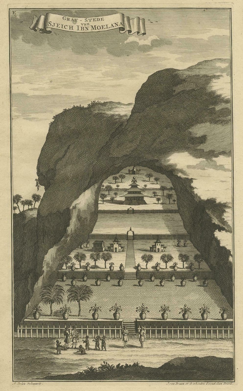 Antique Print Of The Tomb Of Sheikh Ibn Moelana By Valentijn '1726' photo furniture