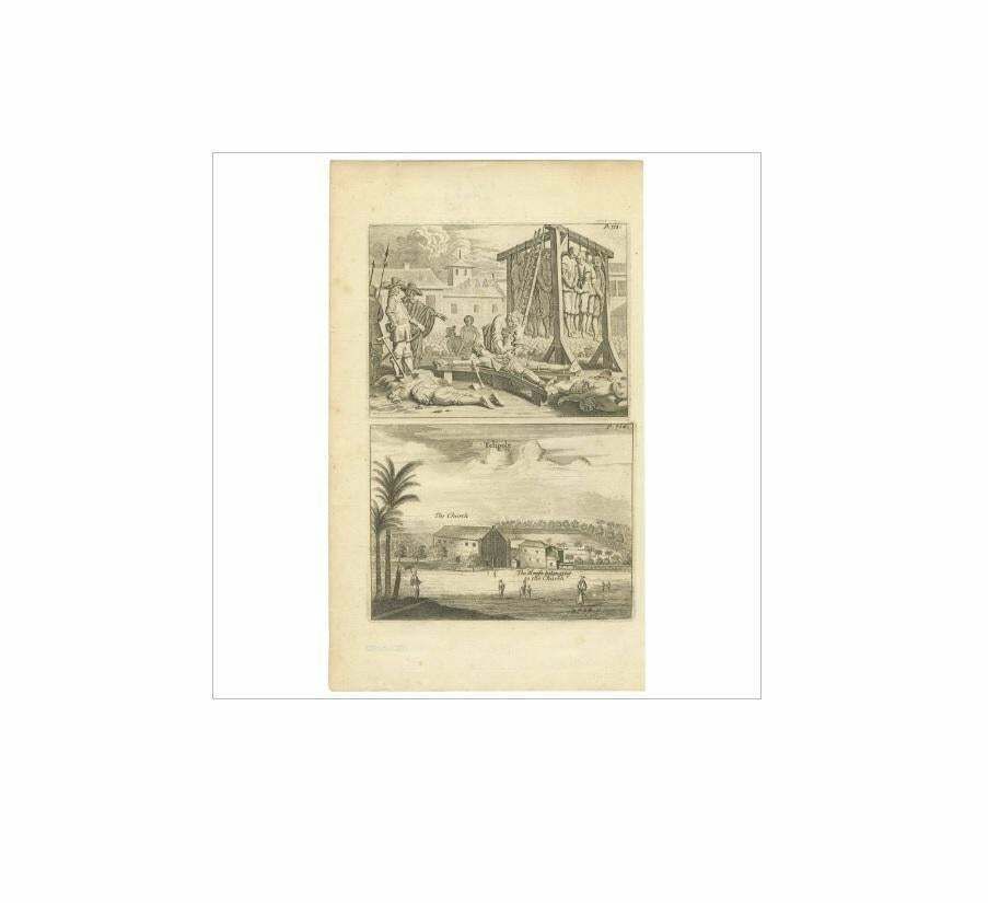Antique Print Of Punishment And The Church Of Telipole Ceylon, Sri Lanka photo furniture