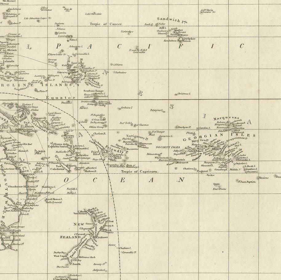 Antique Map Of Polynesia And Australasia By Neele, 1825 photo Art