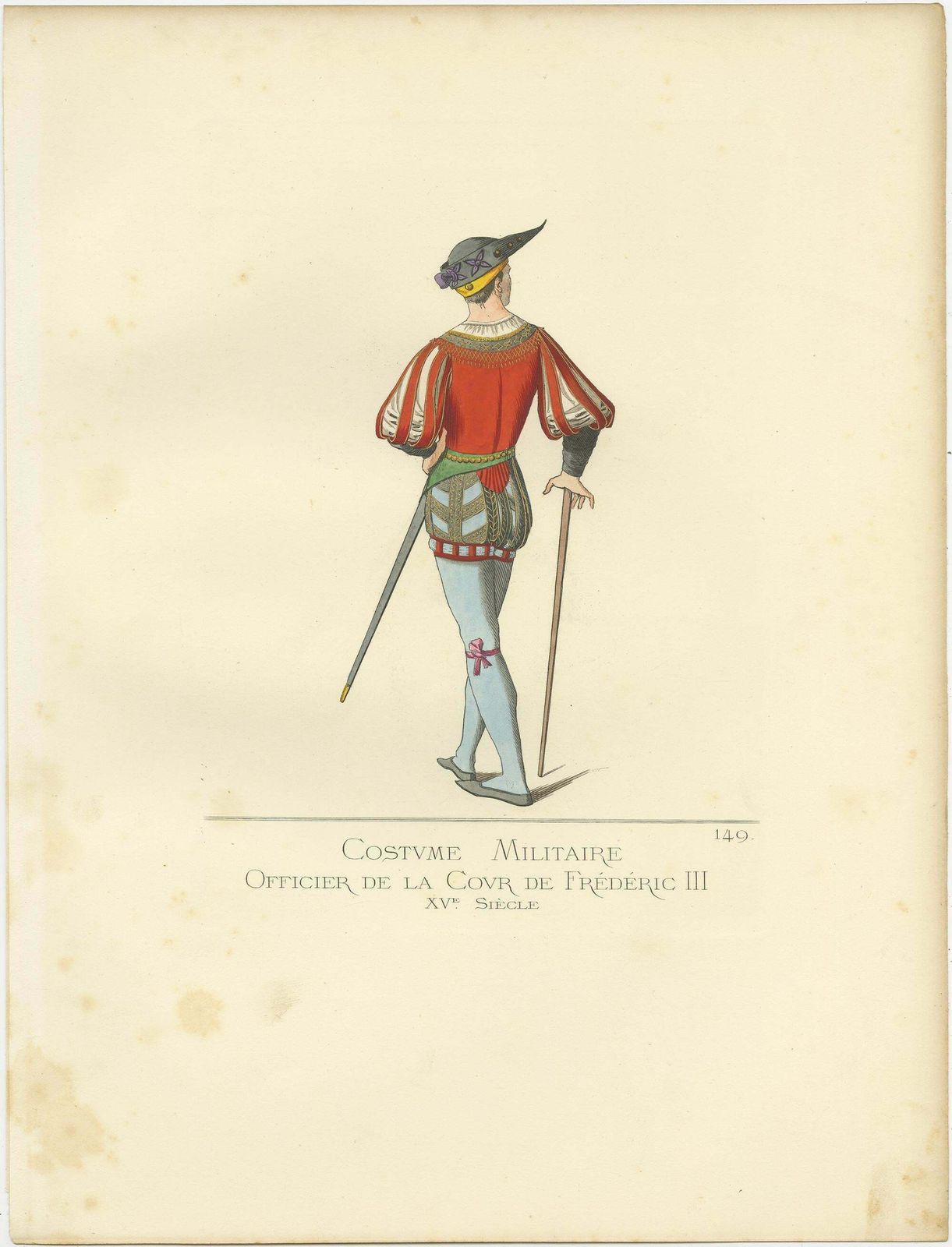 Antique Print Of A Military Costume By Bonnard, 1860 photo for sale