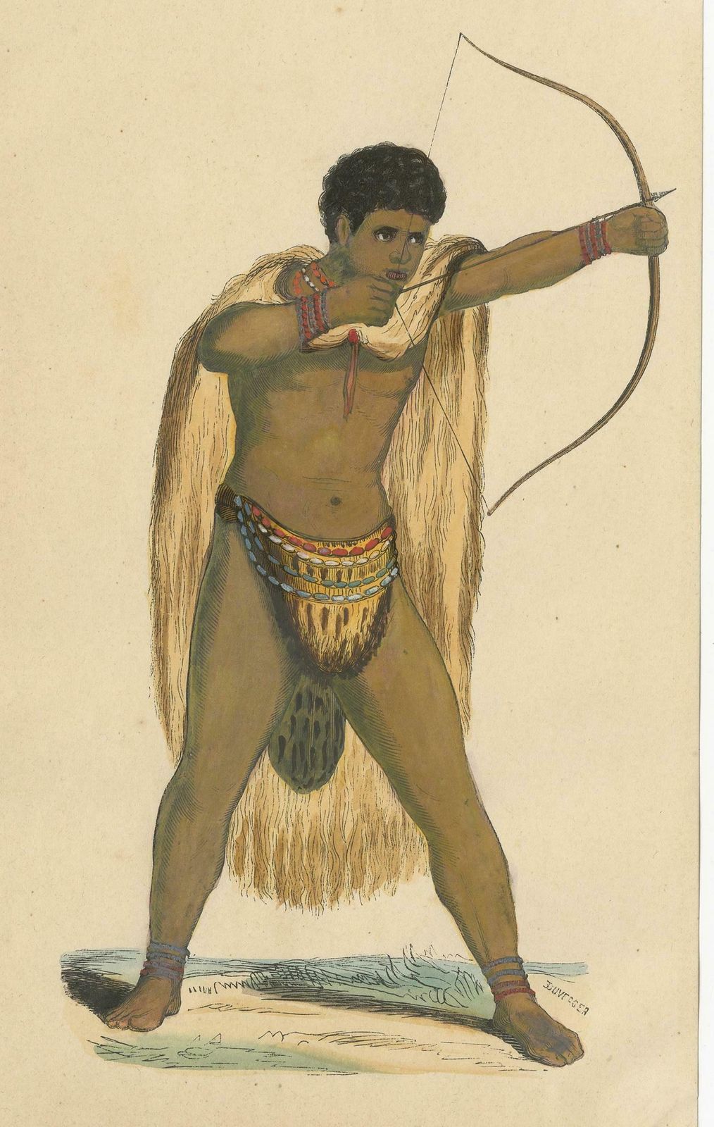 Antique Costume Print Of A Male Khoikhoi By Wahlen, '1843' photo furniture