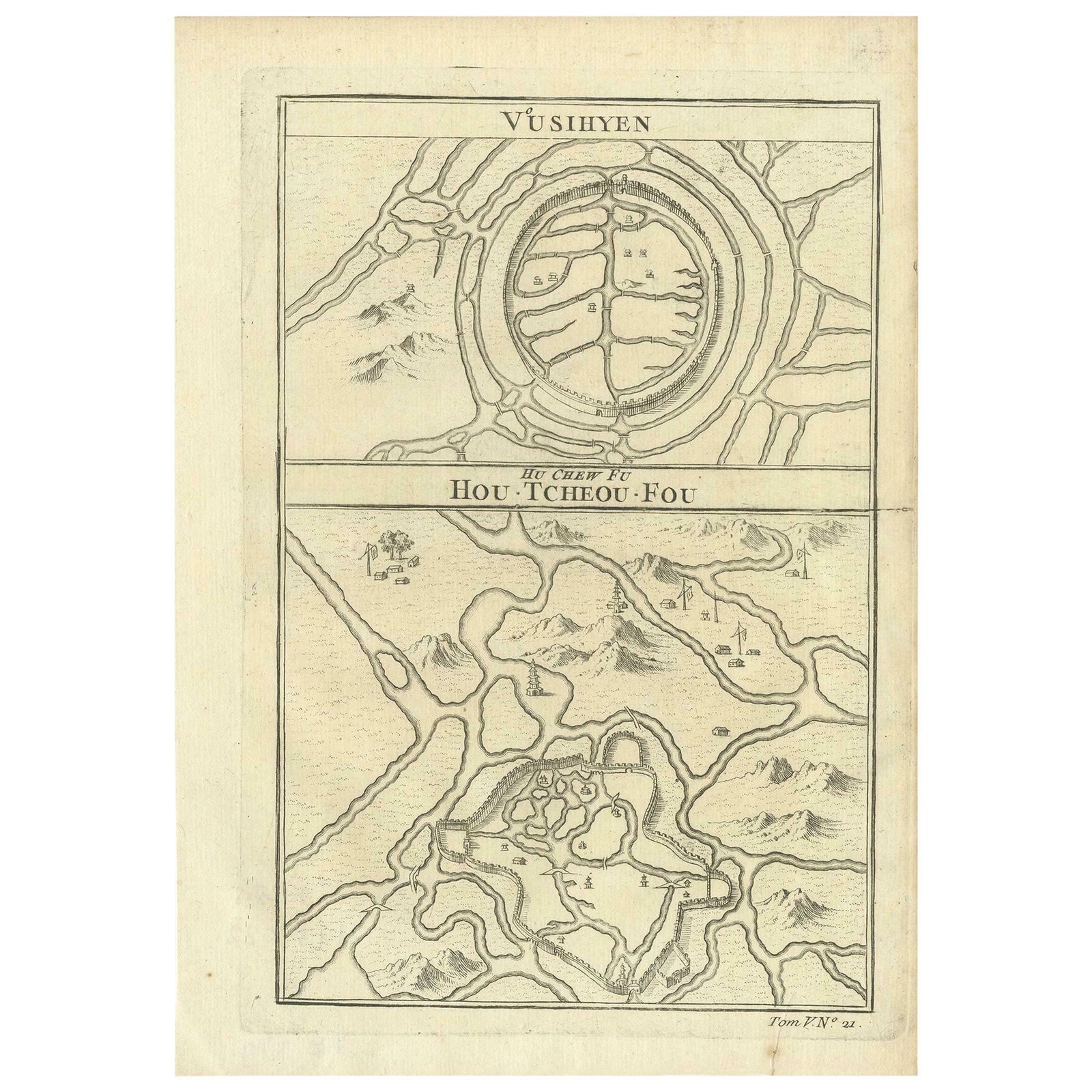 Antique Map Of Wuxi And Huzhou By Prévost '1746'