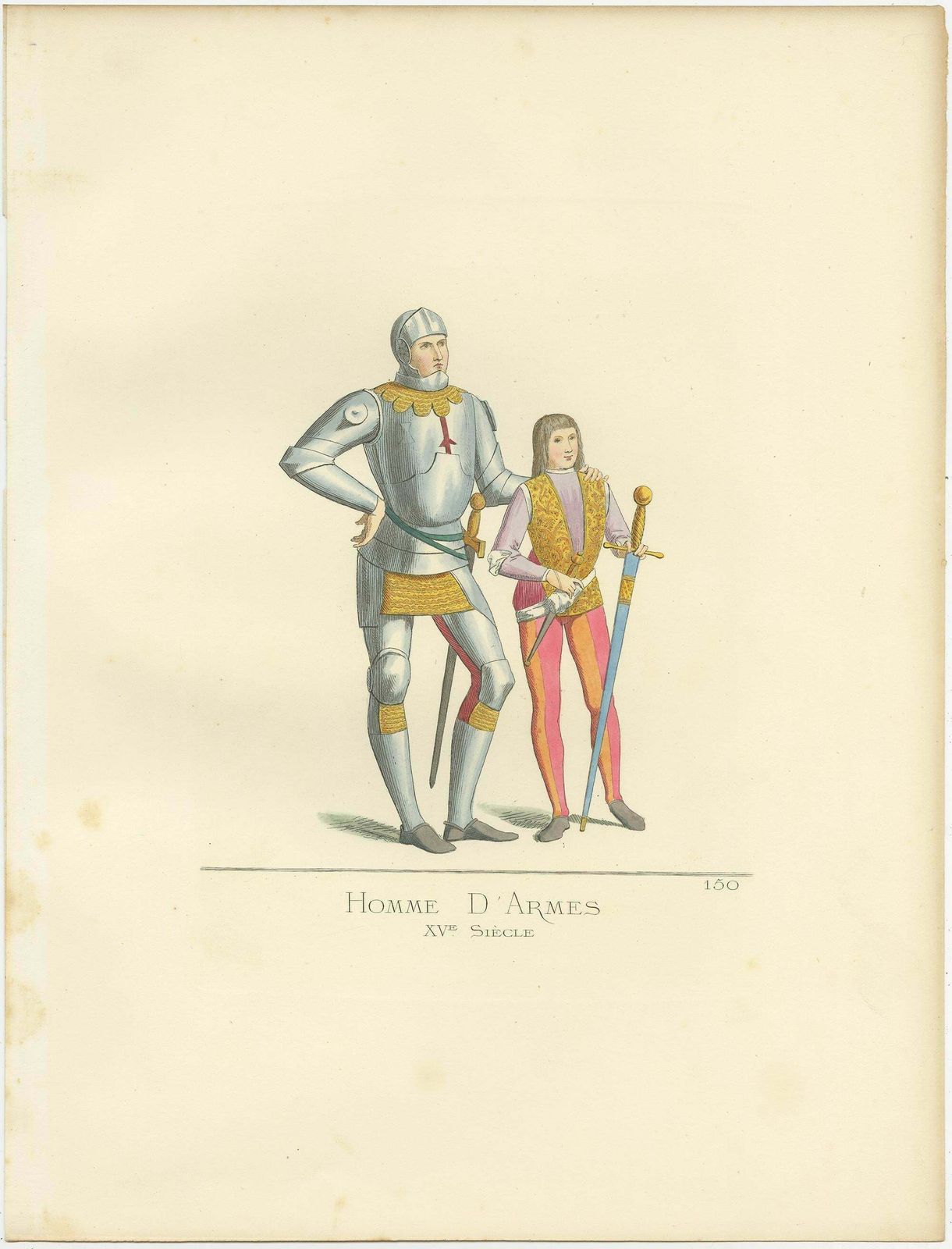 Antique Print Of Italian Soldiers, 15th Century, By Bonnard, 1860 photo Art