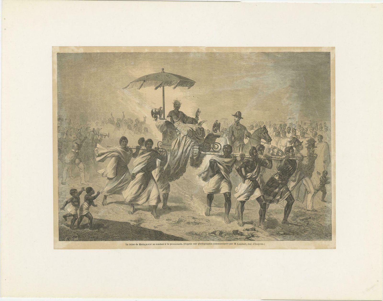 Antique Print Of The Queen Of Madagascar In A Sedan Chair photo Art