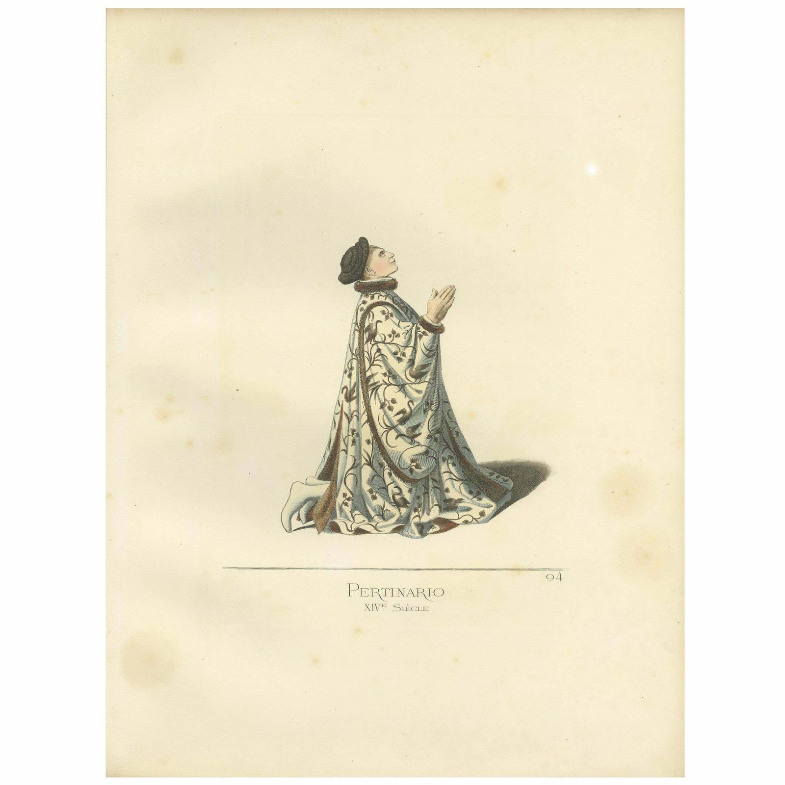Antique Print Of Pertinario, 14th Century, By Bonnard, 1860