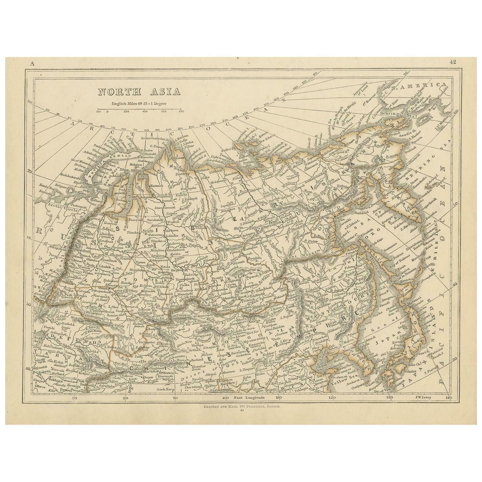 Antique Map Of Northern Asia By Lowry, 1852