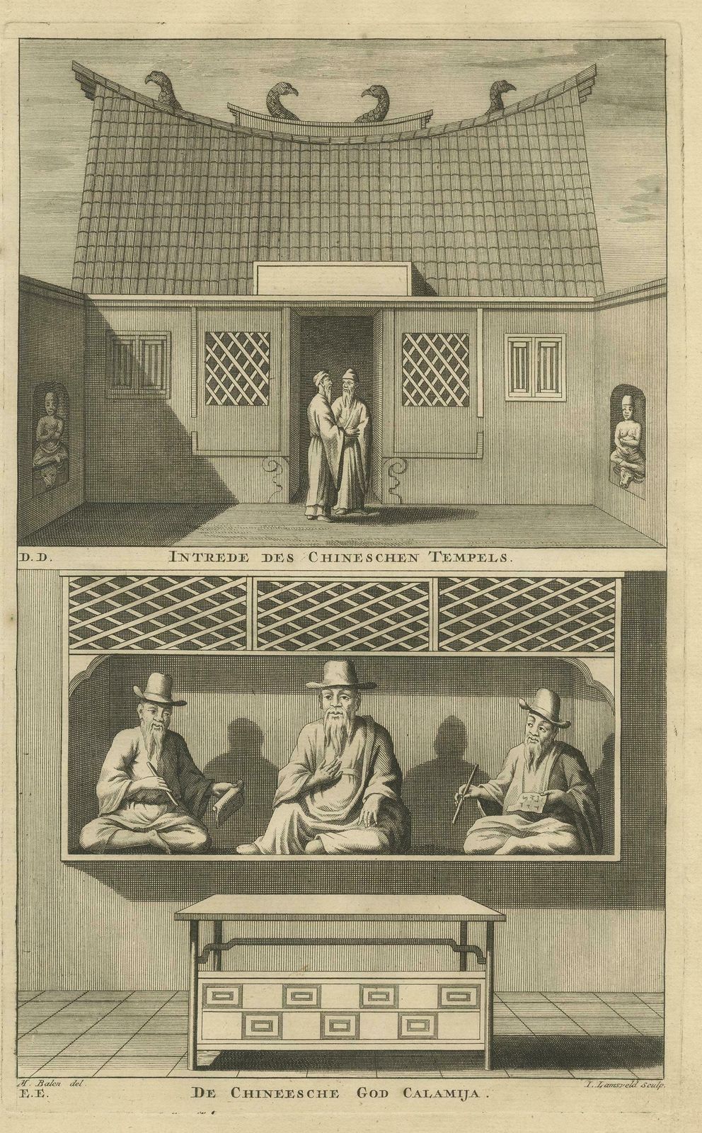 Antique Print Of A Chinese Temple And Chinese Deity By Valentijn, '1726' photo Art