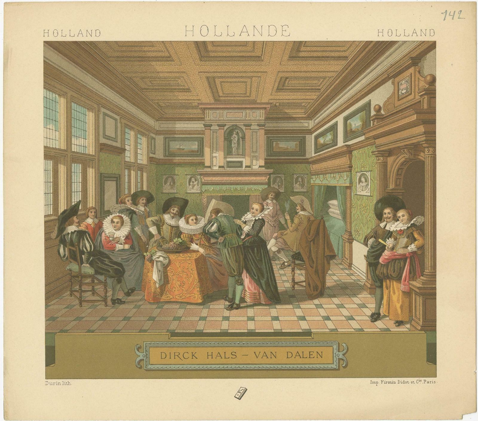 Pl. 142 Antique Print Of Holland, Dirck Hals Van Dalen By Racinet, 'Circa 1880' photo for sale