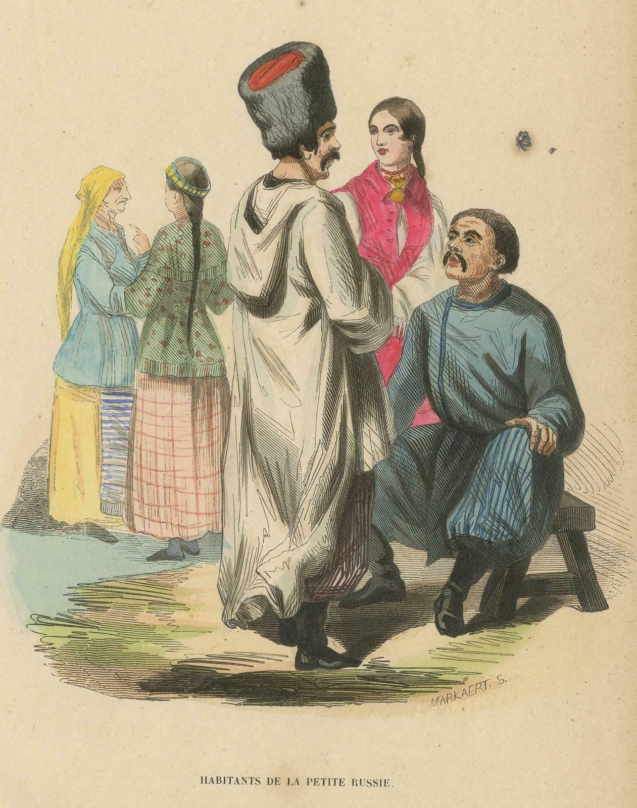 Antique Costume Print Of Inhabitants Of Little Russia By Wahlen, 1843 photo furniture