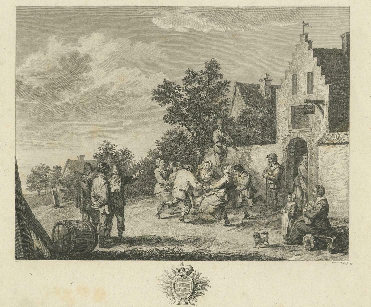 Antique Print Of A Village Scene By Weisbrod, Circa 1800 photo for sale