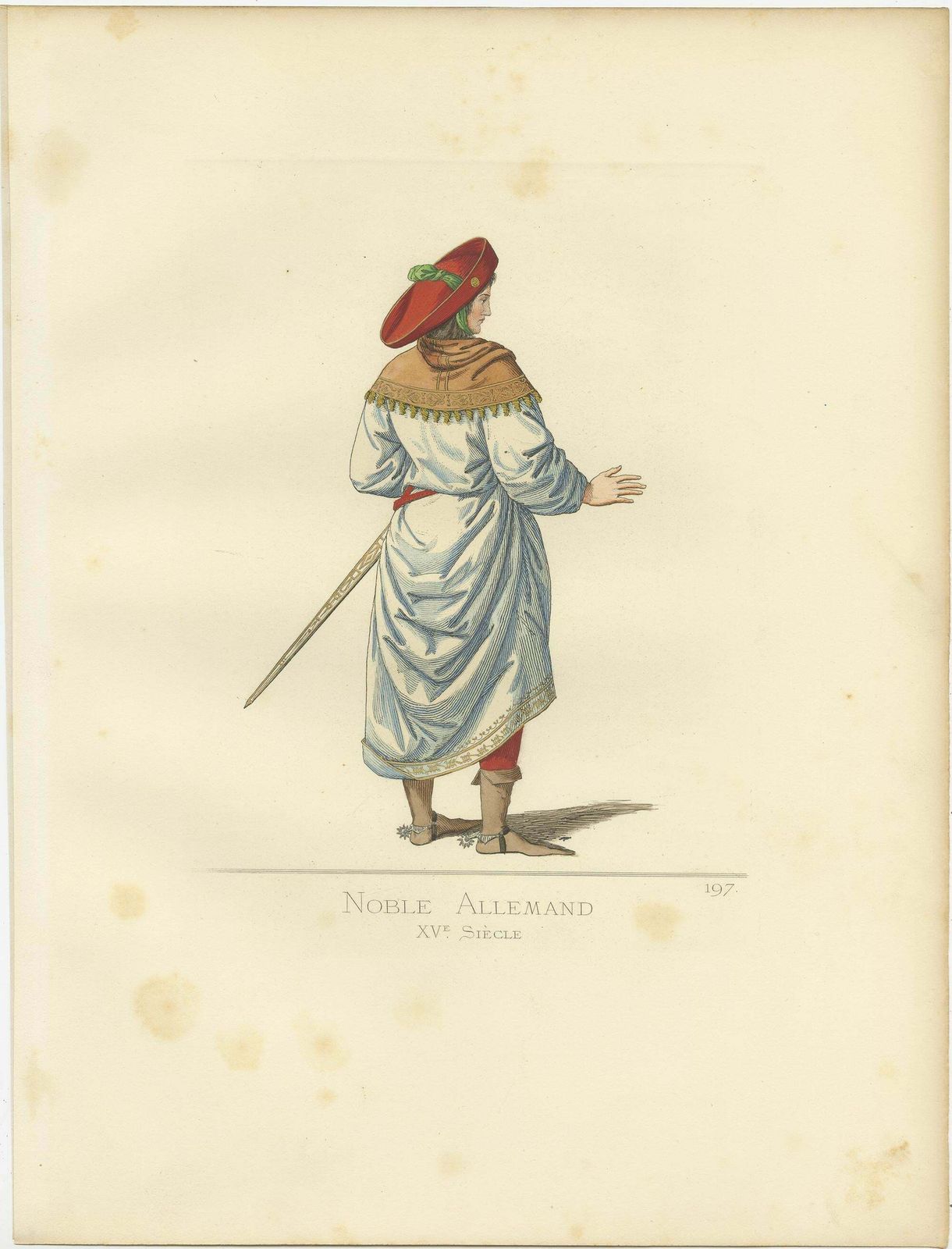 Antique Print Of A German Nobleman, 15th Century, By Bonnard, 1860 £87.24 photo furniture