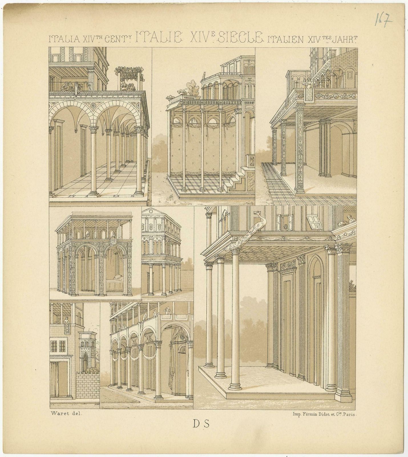 Antique Print Of 14th Century Italian Maisons By Racinet photo Art