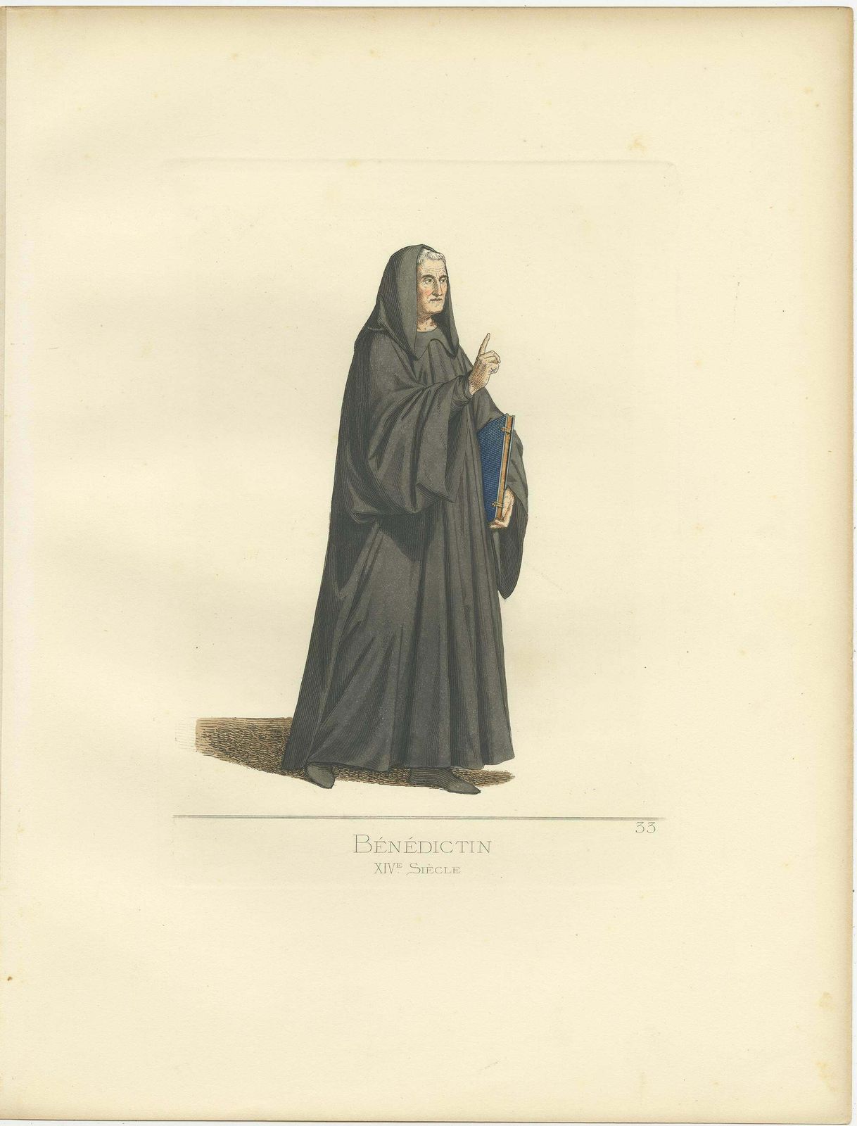 Antique Print Of A Benedictine Monk By Bonnard, '1860' photo furniture
