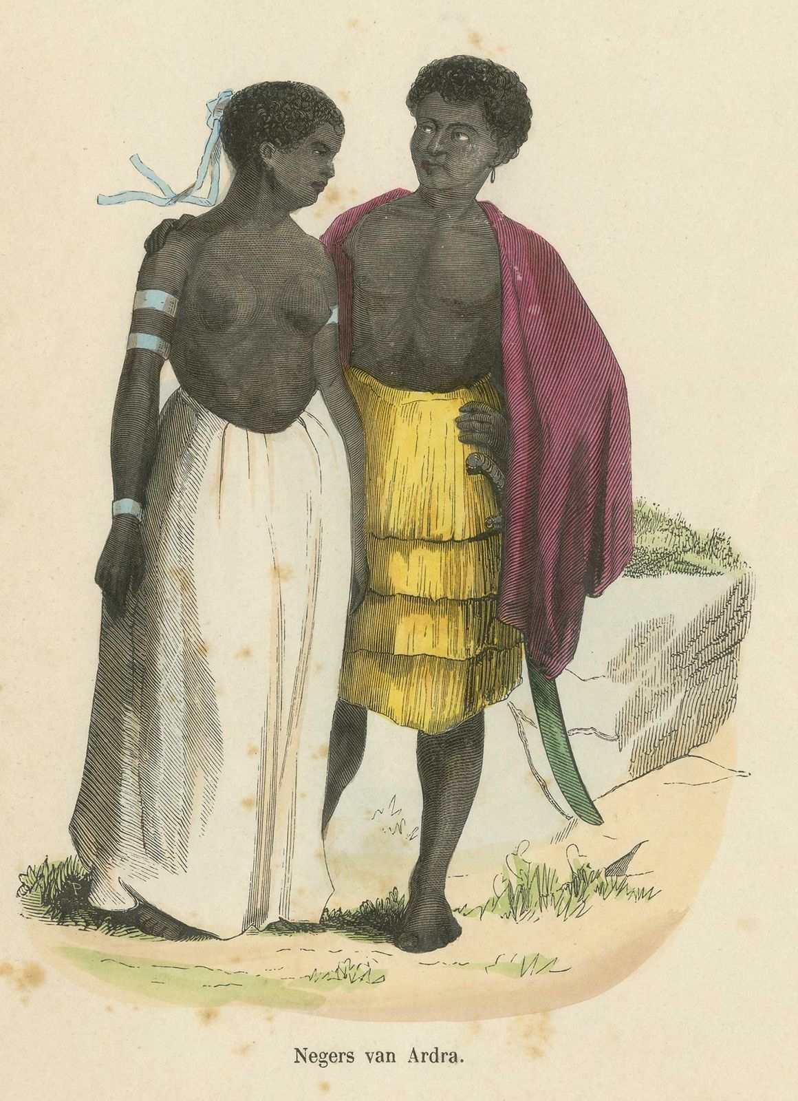 Antique Costume Print Of Natives Of Ardra By Wahlen, 1843 photo furniture