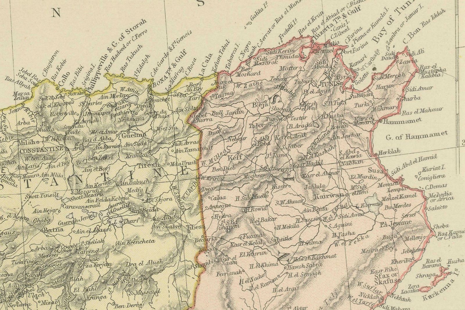 Antique Decorative Coloured Map Marocco, Algeria And Tunis, 1882 photo Art