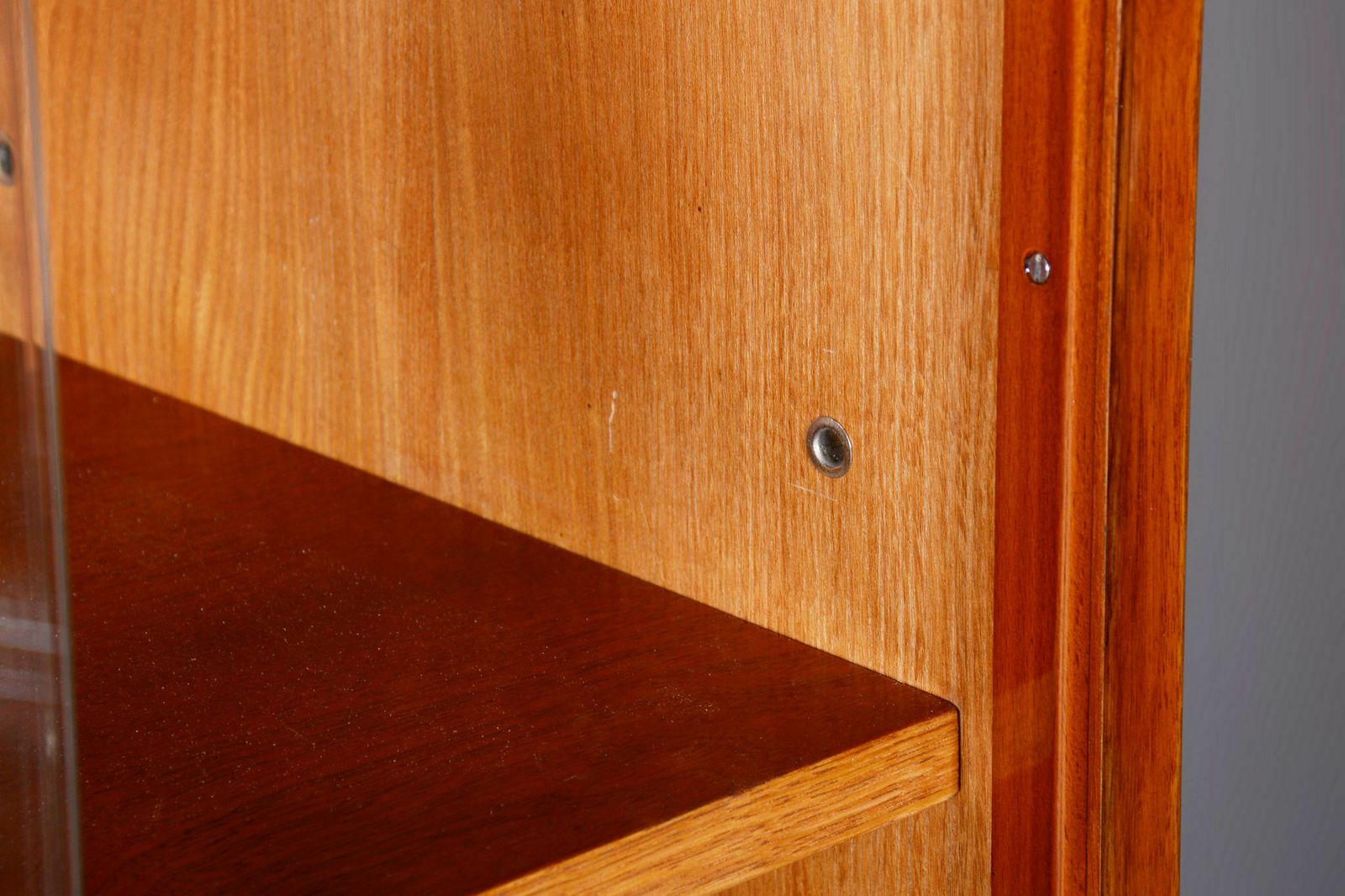 photo furniture Restored Art Deco Bookcase, By Vichr A Spol., Walnut, Glass, Czech, 1930s