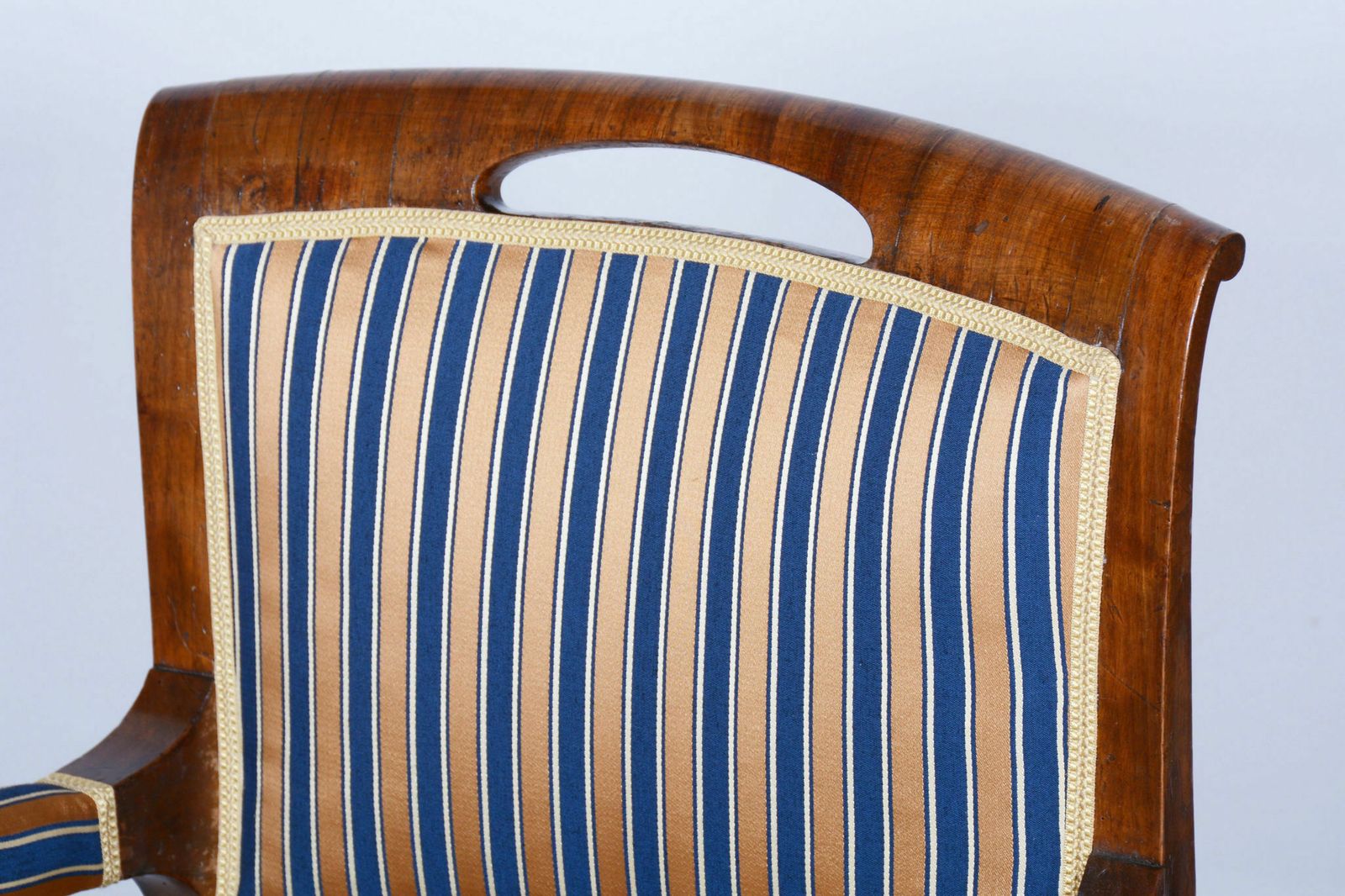 Restored Biedermeier Armchair, Walnut Veneer, Spruce, Oak, Czech, 1830s photo for sale