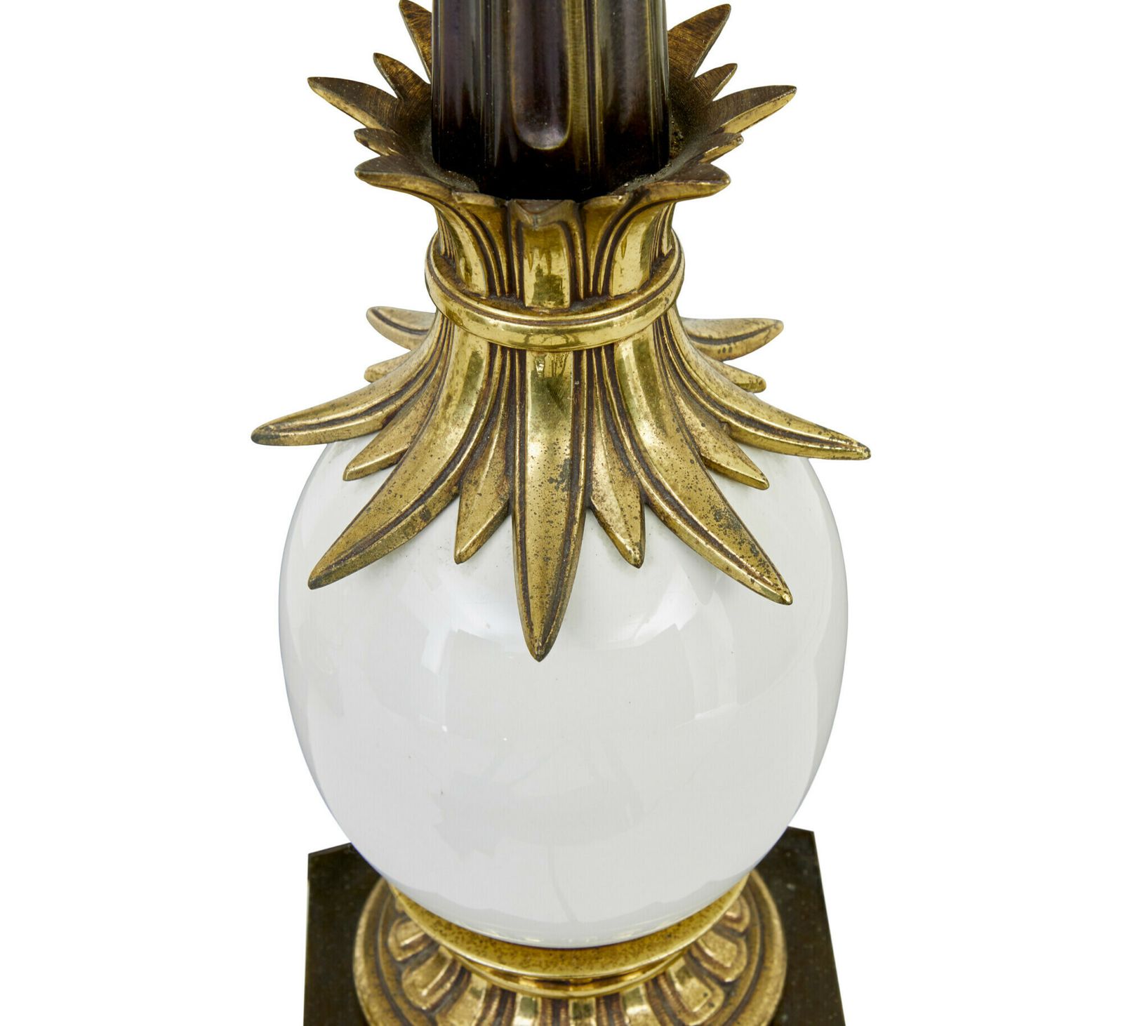 Pair Of Art Deco Influenced Brass And Glass Table Lamps photo for sale