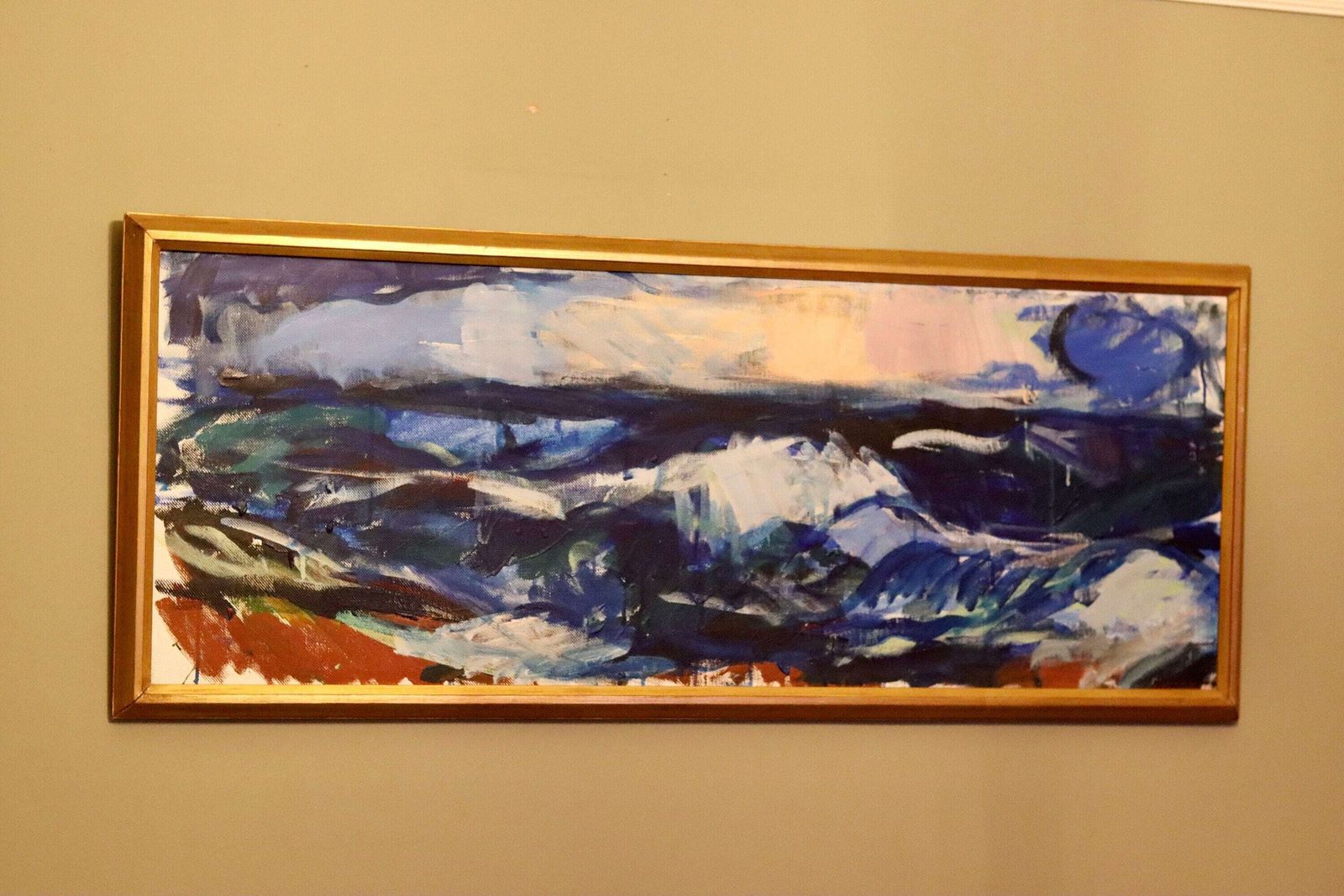 Swedish Modernist Abstract Oil Painting photo furniture