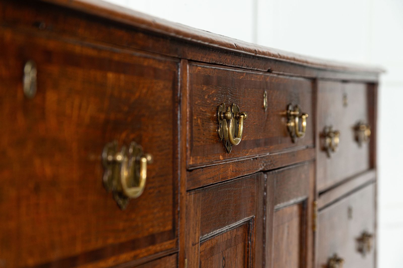 Furniture Large English George III Oak Inlaid Dresser Base photo