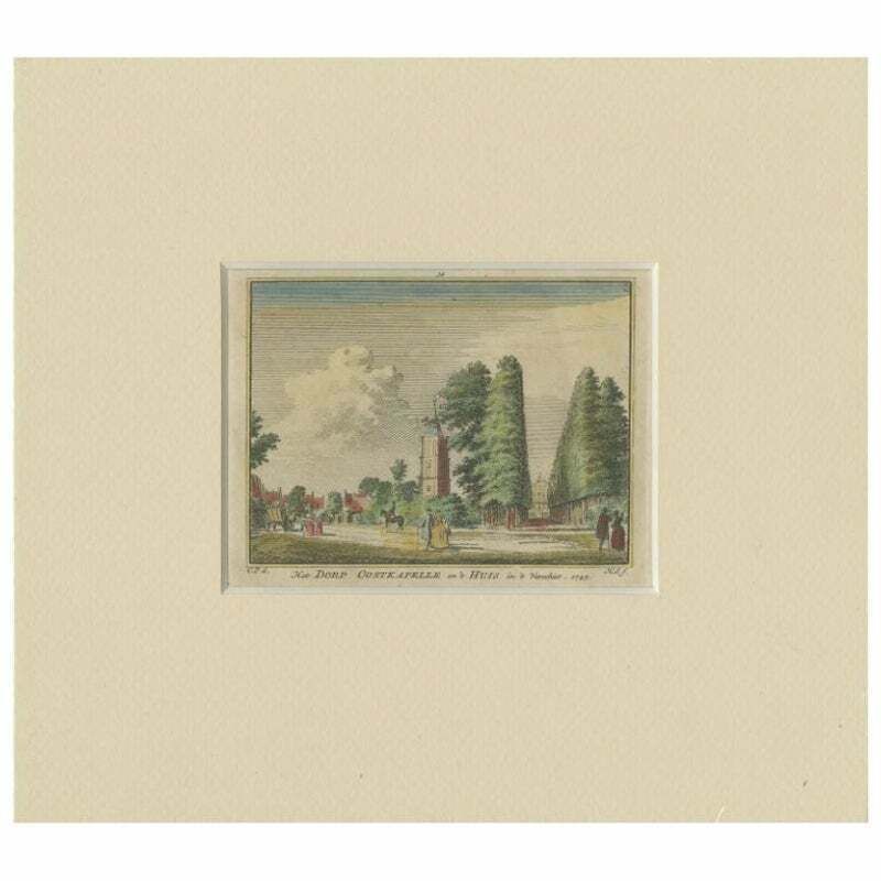 Antique Print Of The Village Of Oostkapelle, The Netherlands, C.1750