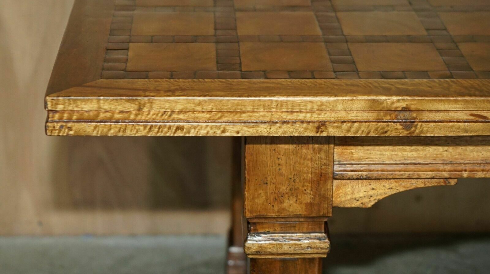Exquisite Vintage Oyster Veneer & Parquetry Inlaid Refectory Dining Table photo vintage