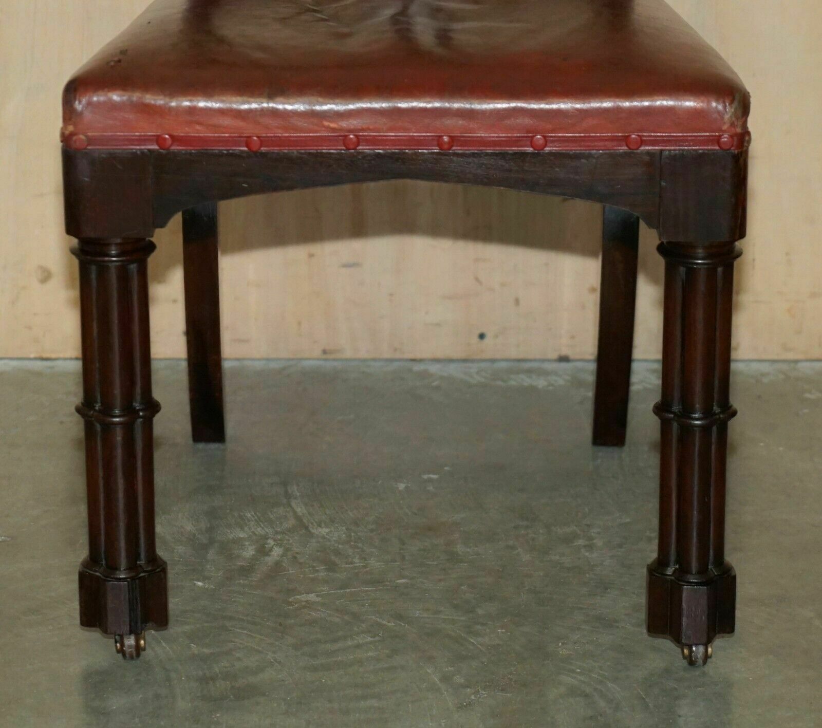 Furniture Pair Of Antique Gothic A.W.N Pugin Side Chairs Chippendale Cluster Column Legs photo