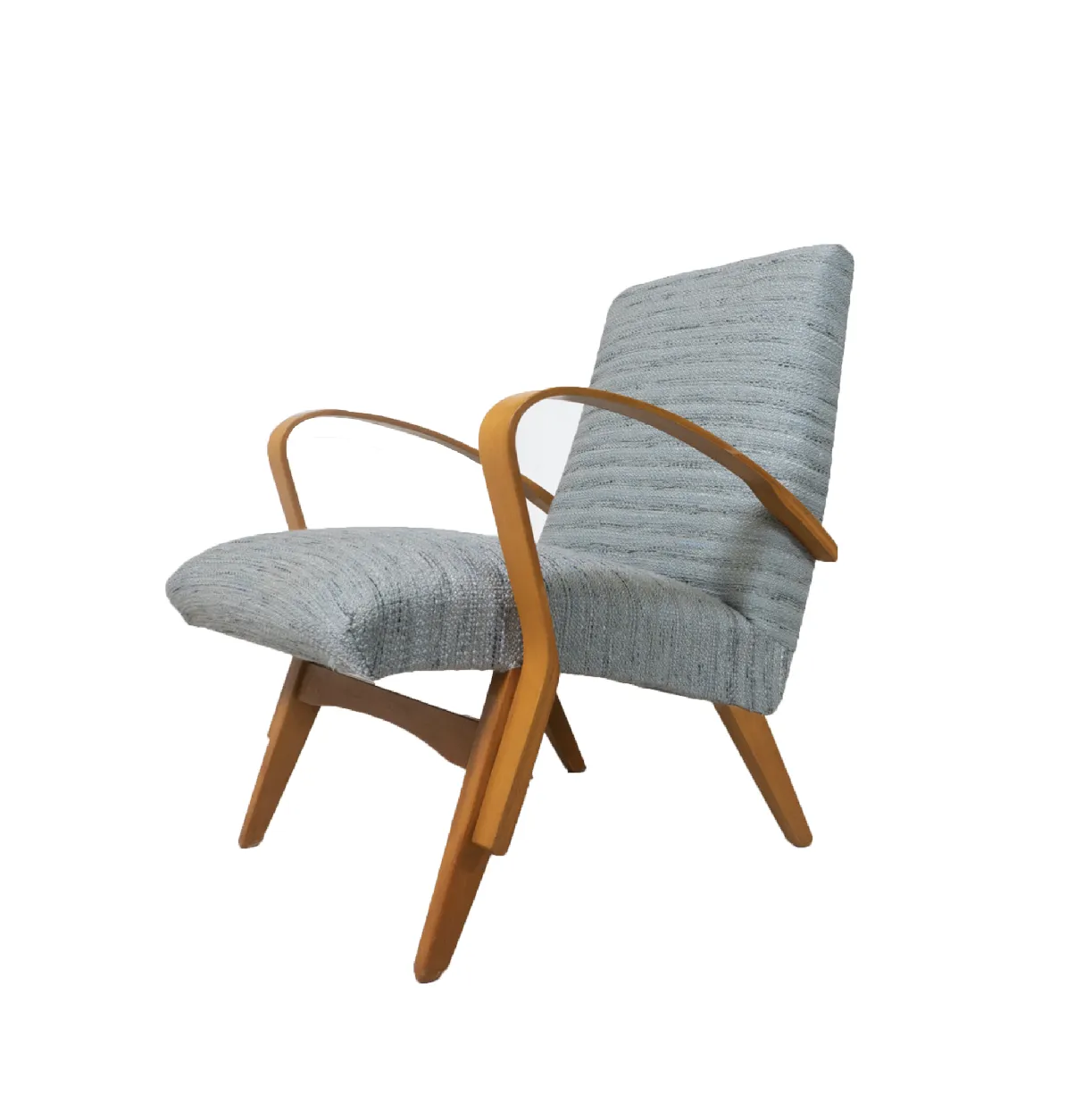 Mid Century Modern Pair Of Armchairs, 1950s, Czech Republic (New Upholstery)