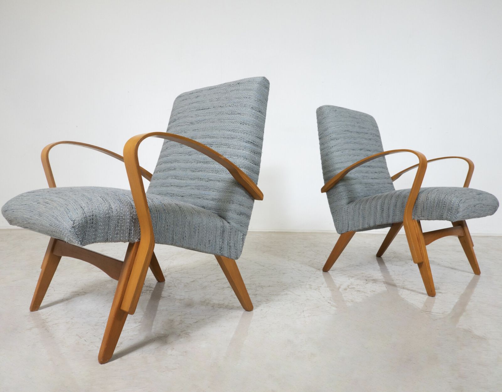 Mid Century Modern Pair Of Armchairs, 1950s, Czech Republic (New Upholstery) photo Furniture