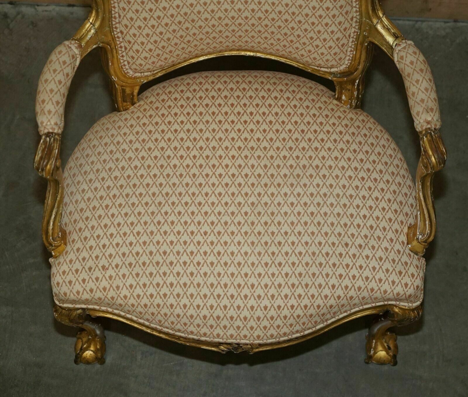 Fine Gold Giltwood 18th Century Claw & Ball Feet Carved Antique Bergere Armchair photo 2950.0
