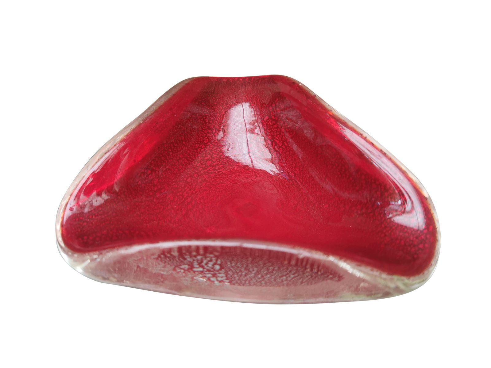 Mid Century Murano Barbini Red Bowl With Silver Leaf photo furniture