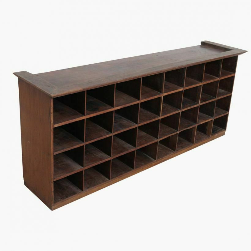 Antique Dark Wood Pigeon Hole Storage Shelving photo furniture