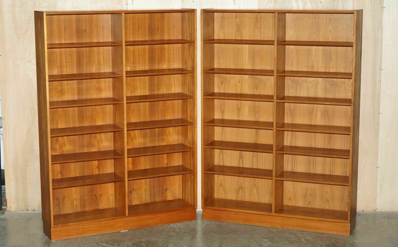 Pair Of Large Mid Century Modern Poul Hundevad 1960's Danish Teak Open Bookcases