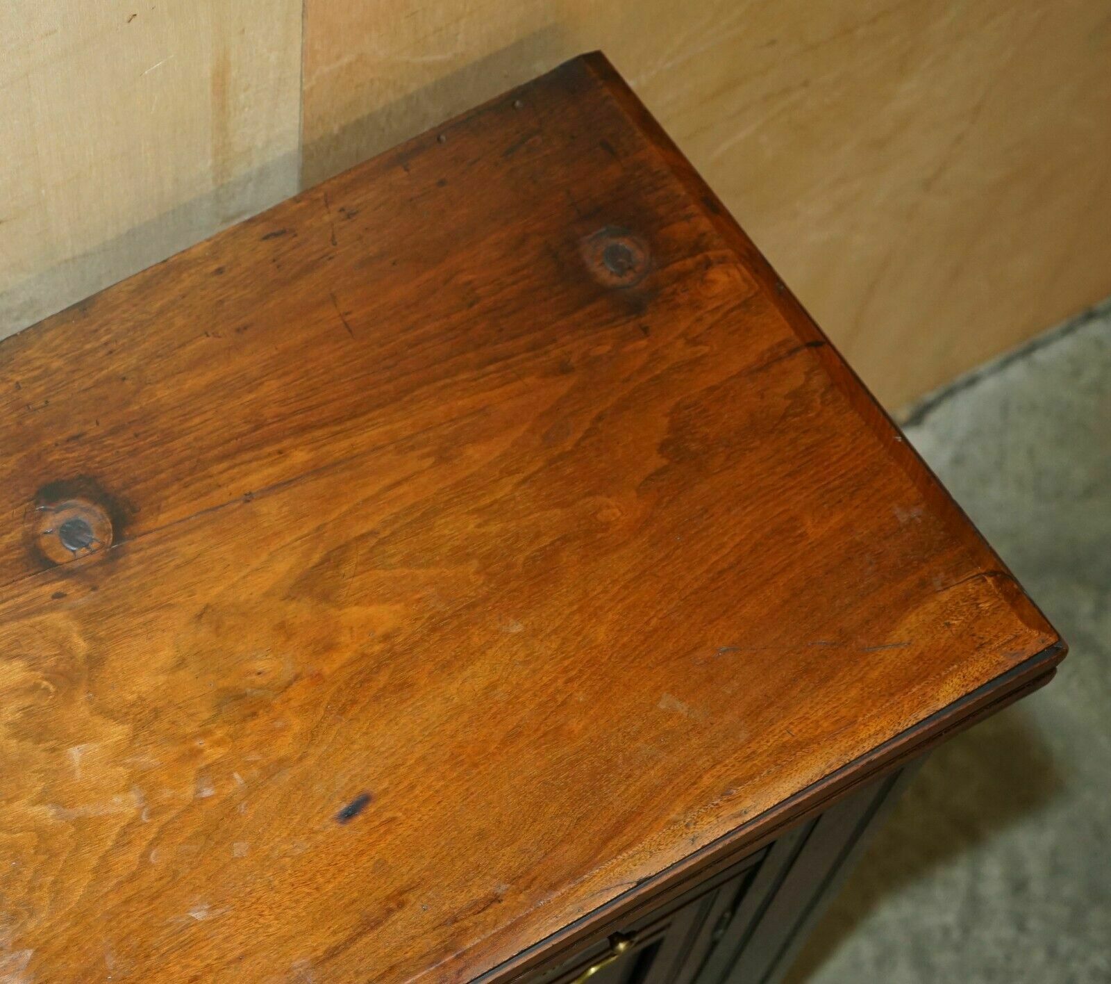 photo for sale Antique English Country Oak Circa 1880 Victorian Sideboard Base With Drawers