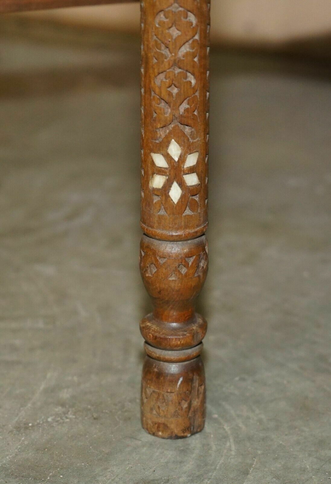 Antique Hand Carved Liberty's London Moroccan Folding Tray Table Zodiac Etchings photo Furniture