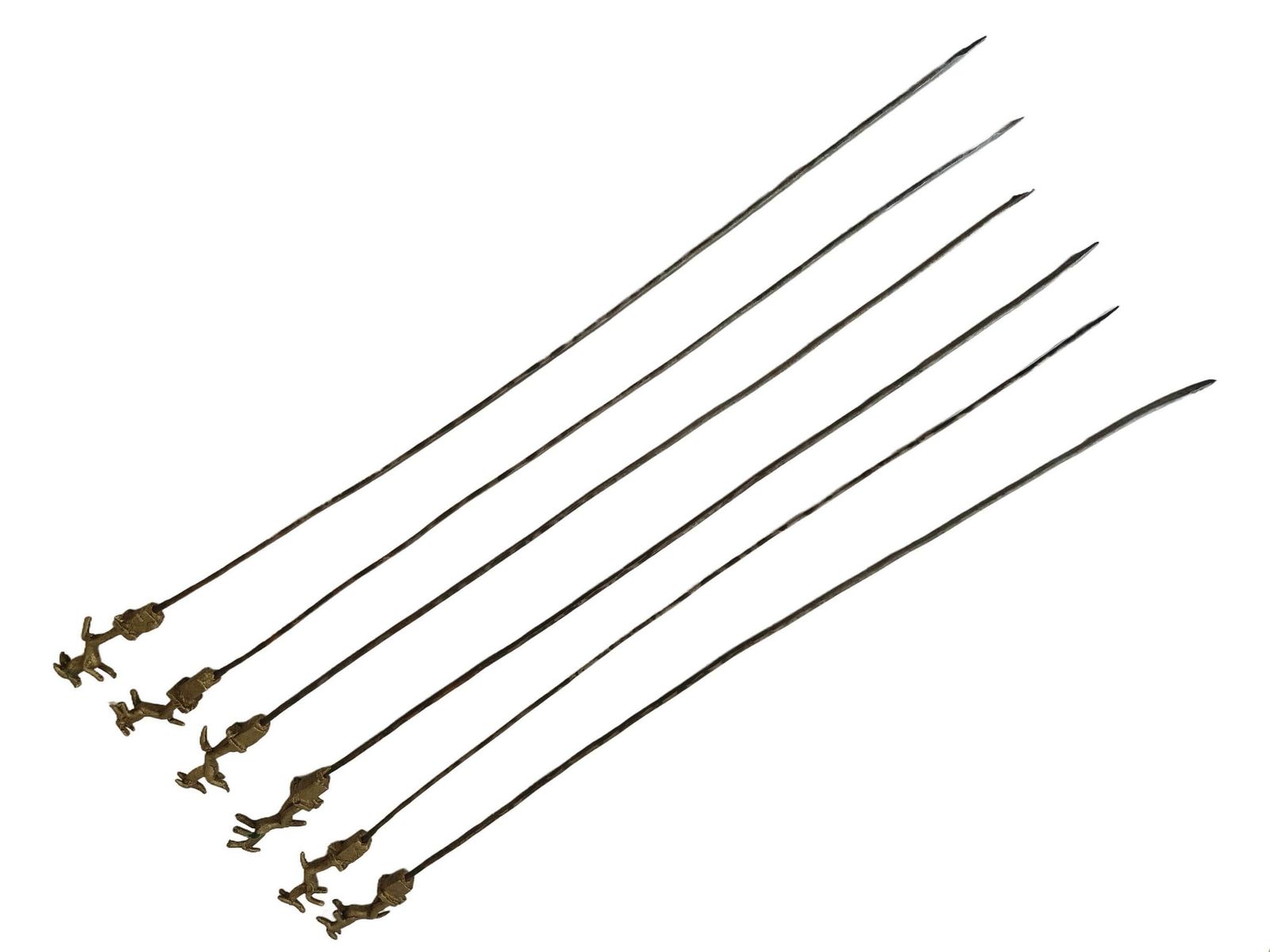 photo furniture Akan Ashanti Bronze Meat Skewer Bbq Sticks With Antelope Figurine, Set Of 6, Collectible African Tribal & Folk Decor