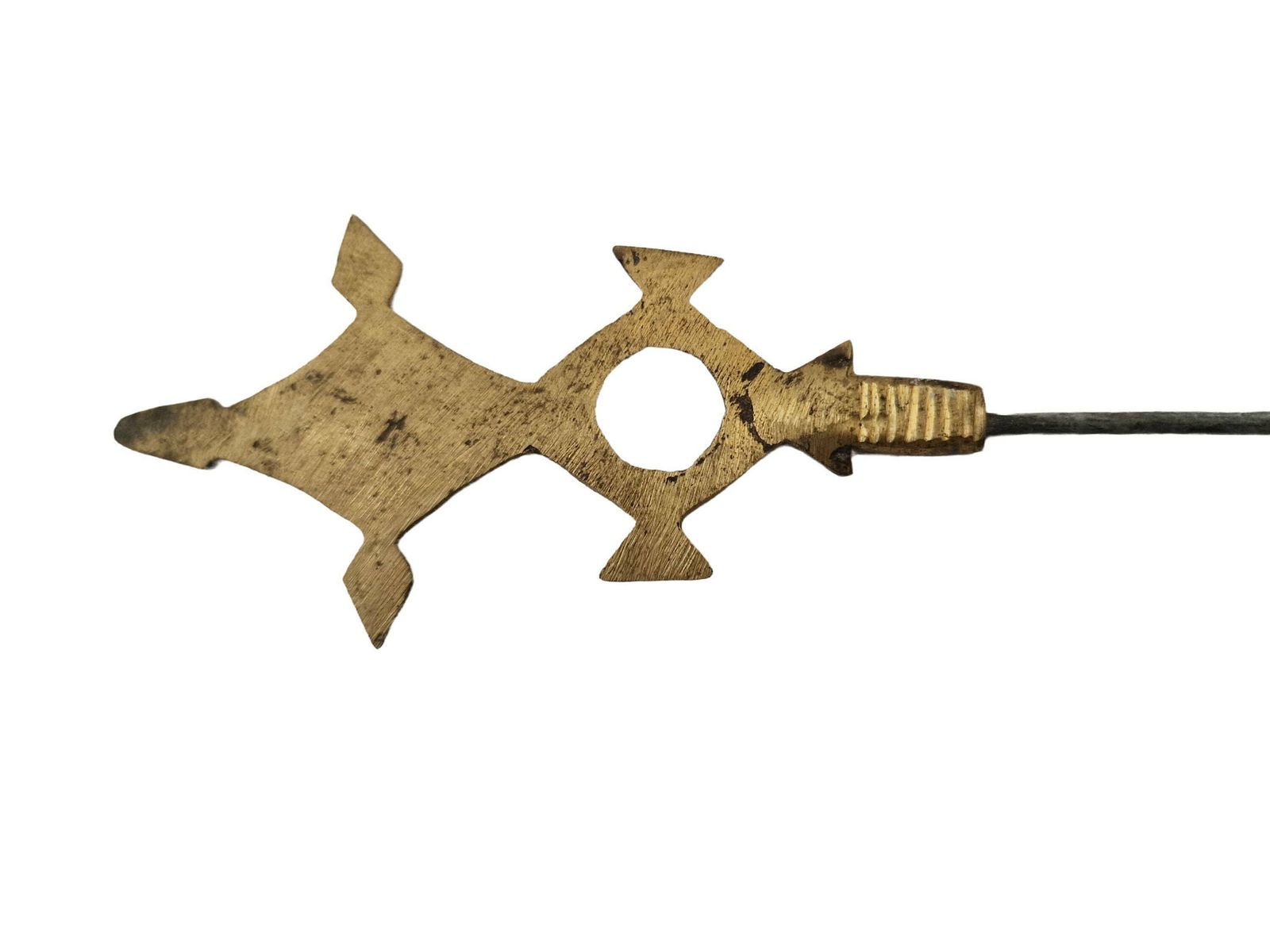 photo for sale Akan Ashanti Bronze Meat Skewer Bbq Sticks With Geometric Cross Figurine, Set Of 6, Collectible African Tribal & Folk Decor