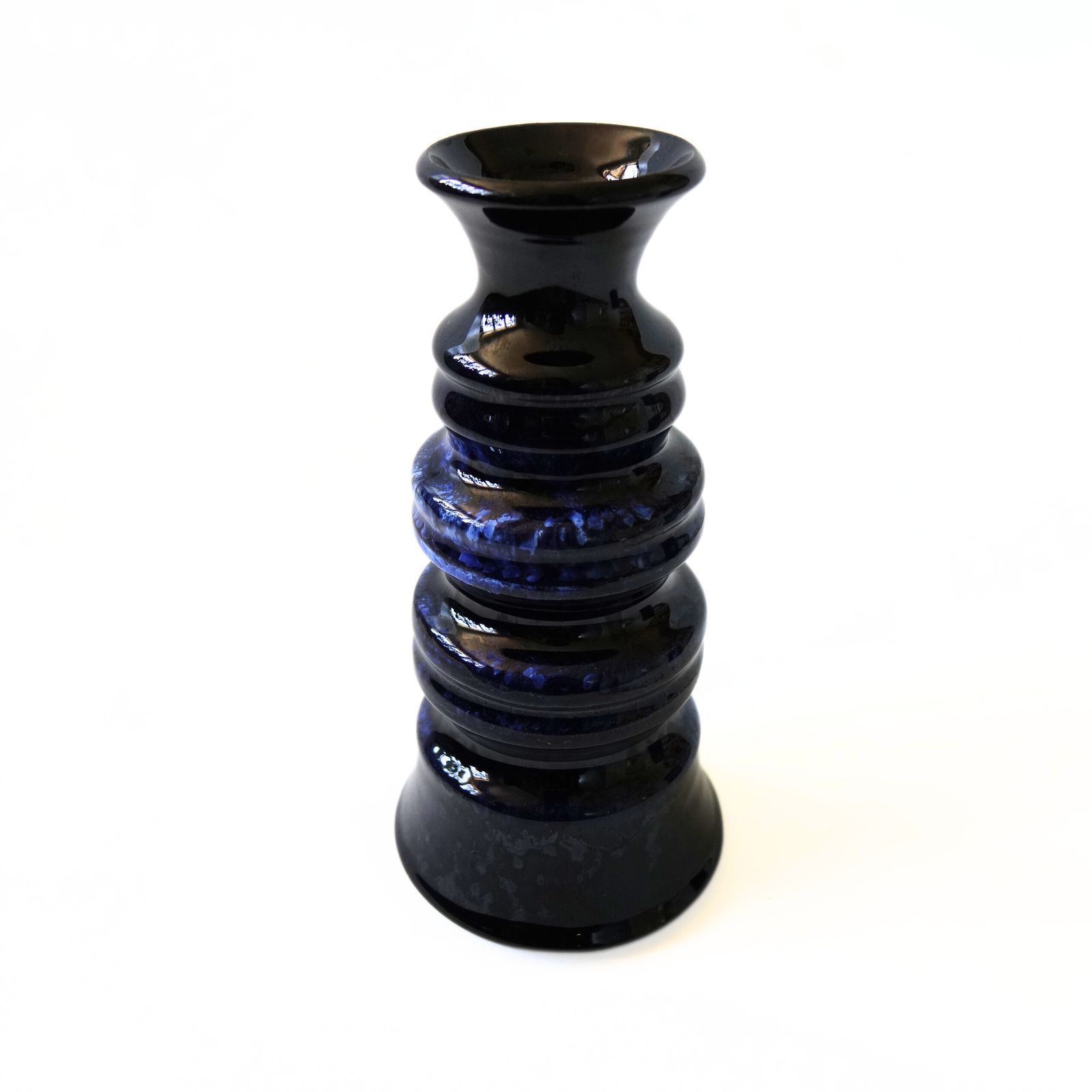 Vintage Unique Handmade Blue Glazed Vase By K.Hedin Leksand Sweden