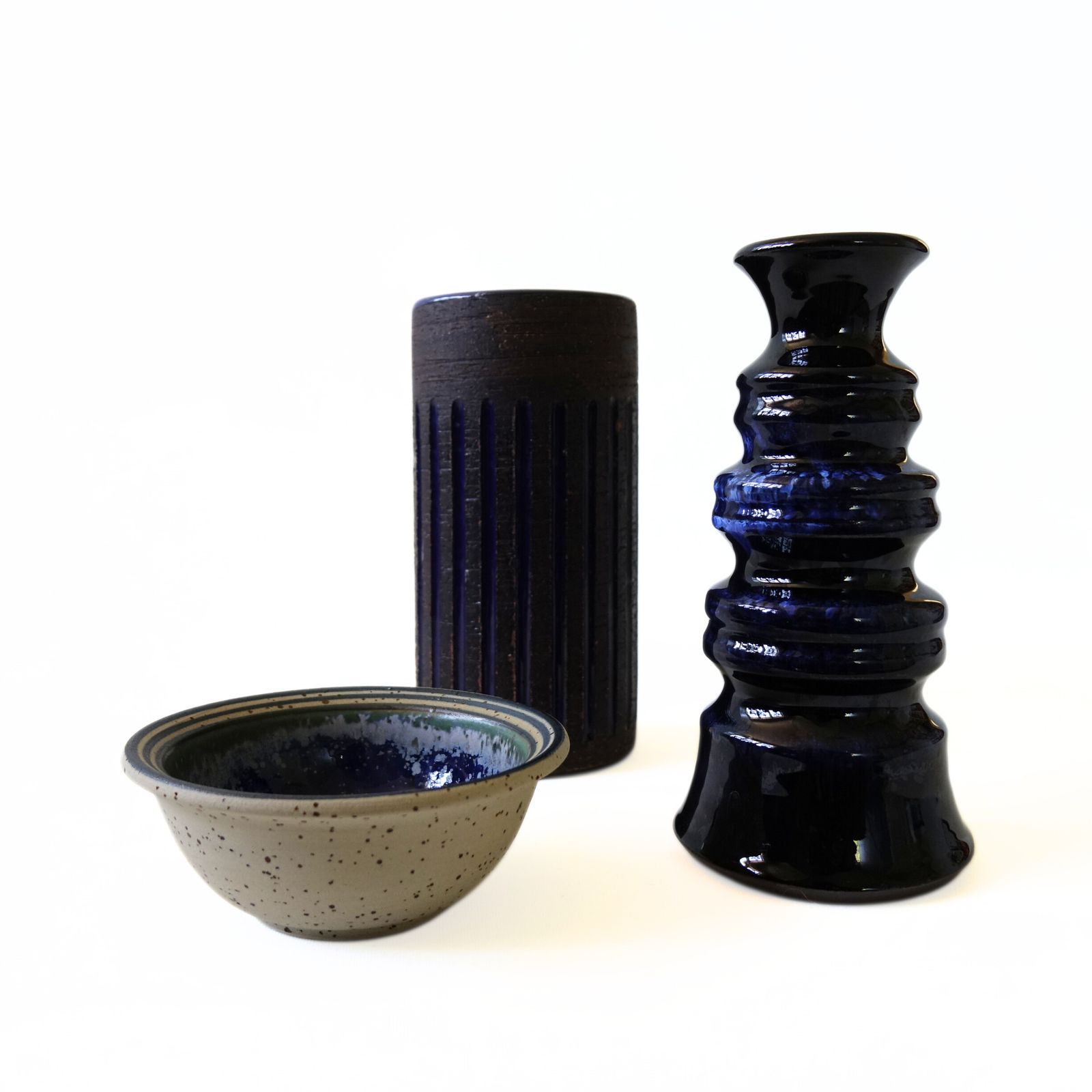 Vintage Unique Handmade Blue Glazed Vase By K.Hedin Leksand Sweden photo furniture