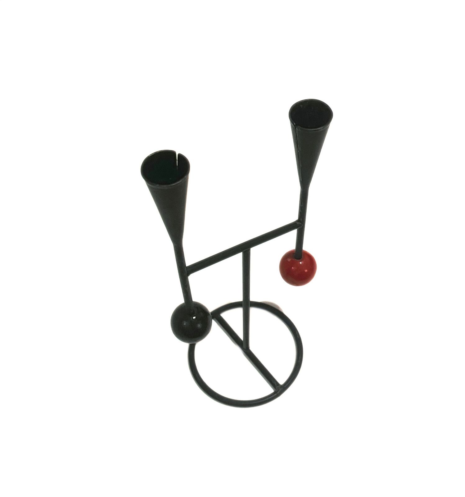 Vintage Unique Candle Holder In Cast Iron And Wood From Sweden 1950s. photo furniture