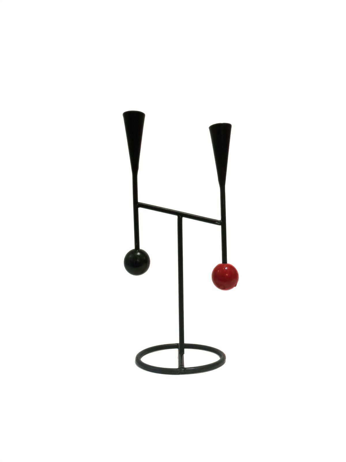 Vintage Unique Candle Holder In Cast Iron And Wood From Sweden 1950s. photo vinterior