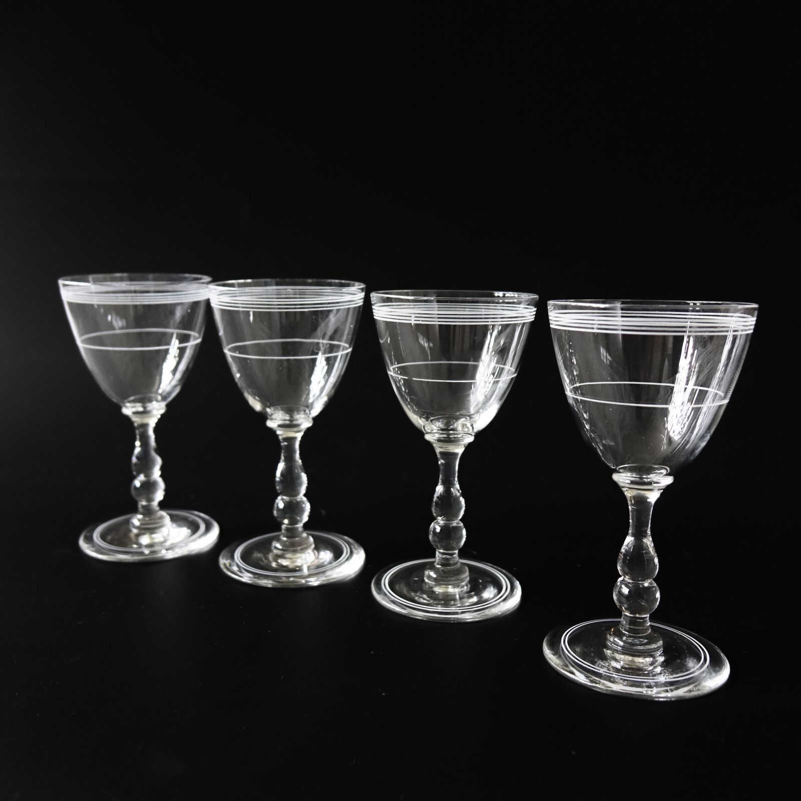 Vintage Large Snaps Glass On High Foot With Engraved Ribbon. From Sweden. Set Of Six. photo furniture