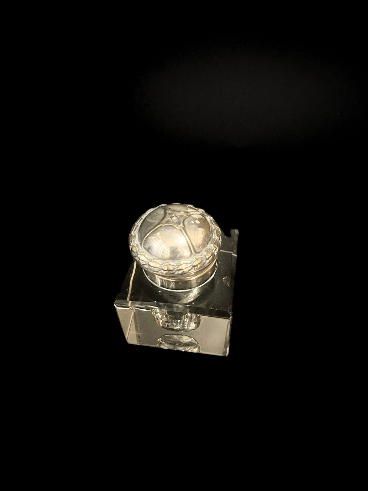 Antique Stunning Ink Cup In Crystal And Silver Plated Lid From Sweden Ea photo buy