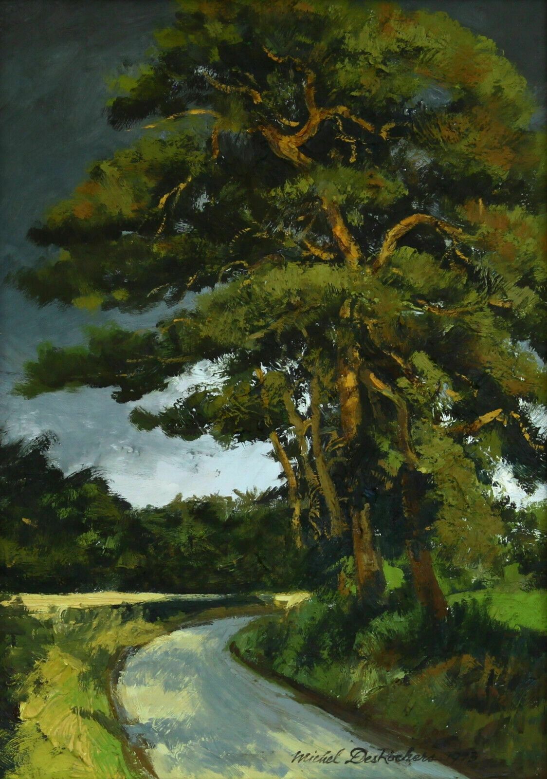 Oil On Canvas By Michel Desrochers. Pine Trees Near Hinderclay photo furniture