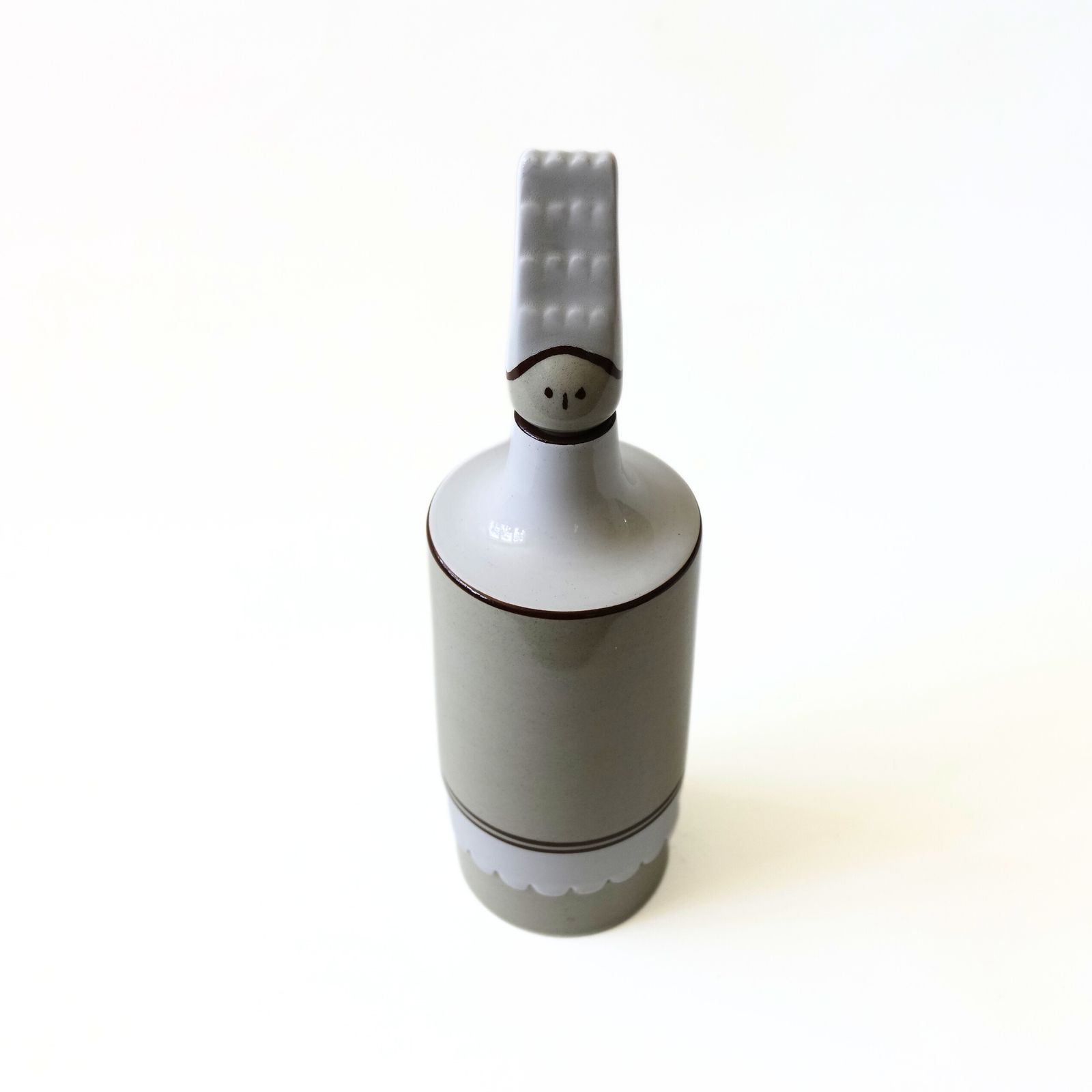 Vintage White/Beige Ceramic Vase From Höganäs Sweden Mid Century photo for sale