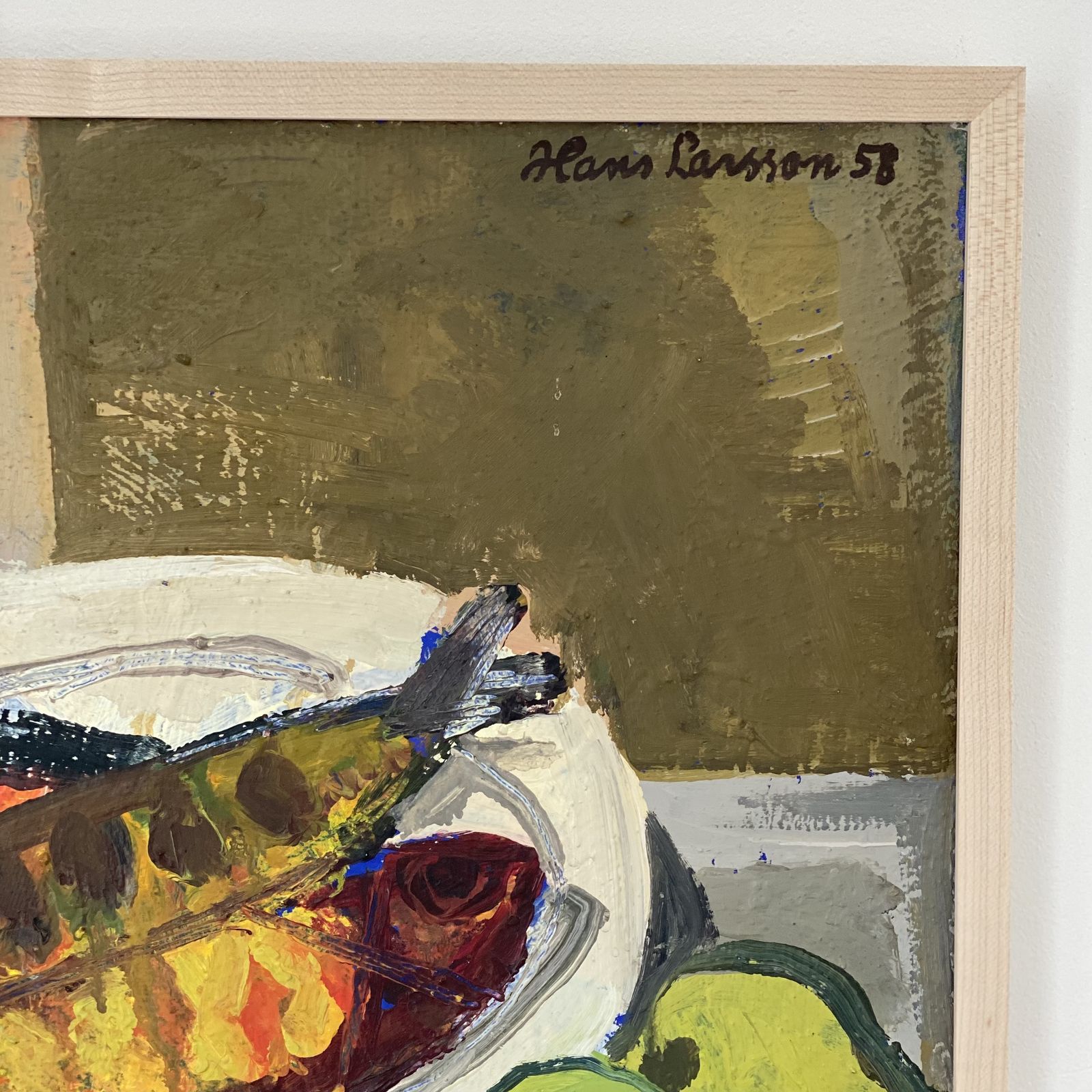 Swedish Still Life Painting Of Fish With Pears By Hans Larsson photo vinterior