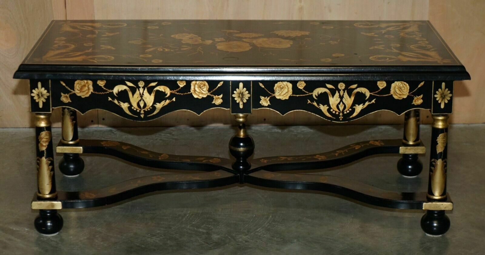 Vintage Hand Lacquered Chinese Oriental Coffee Cocktail Table With Drawers photo for sale