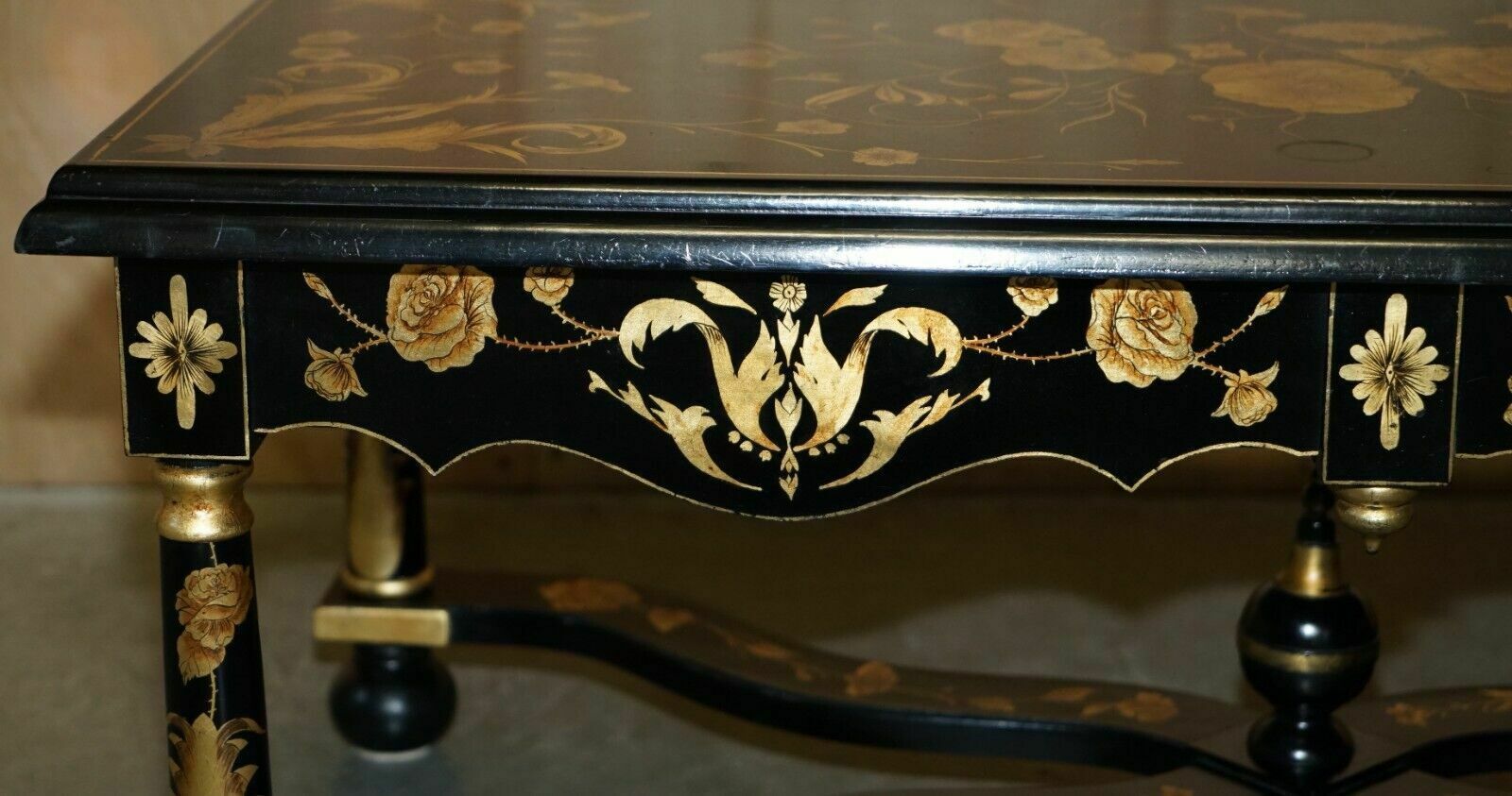 Vintage Hand Lacquered Chinese Oriental Coffee Cocktail Table With Drawers photo 1350.0