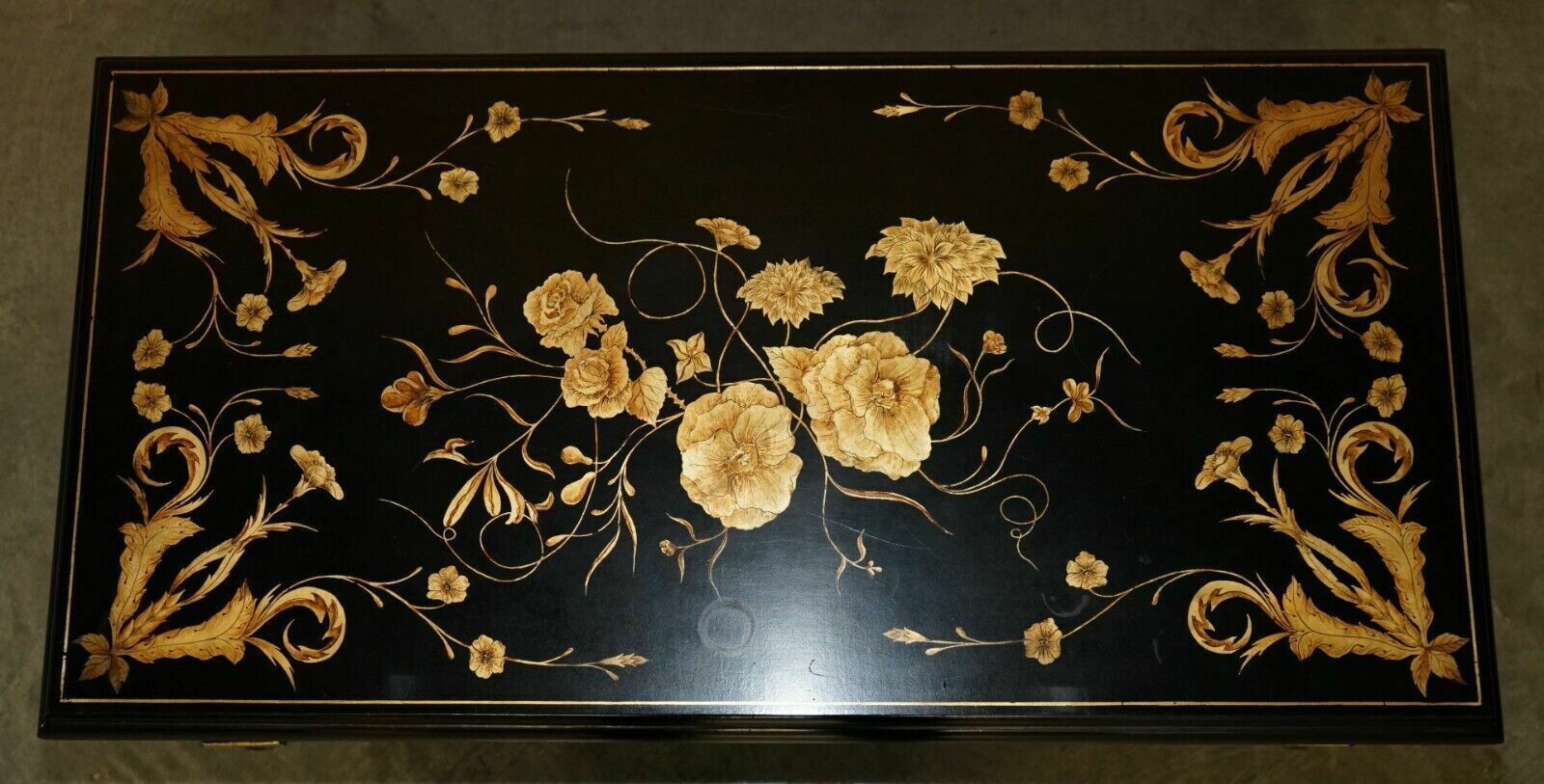photo for sale Vintage Hand Lacquered Chinese Oriental Coffee Cocktail Table With Drawers
