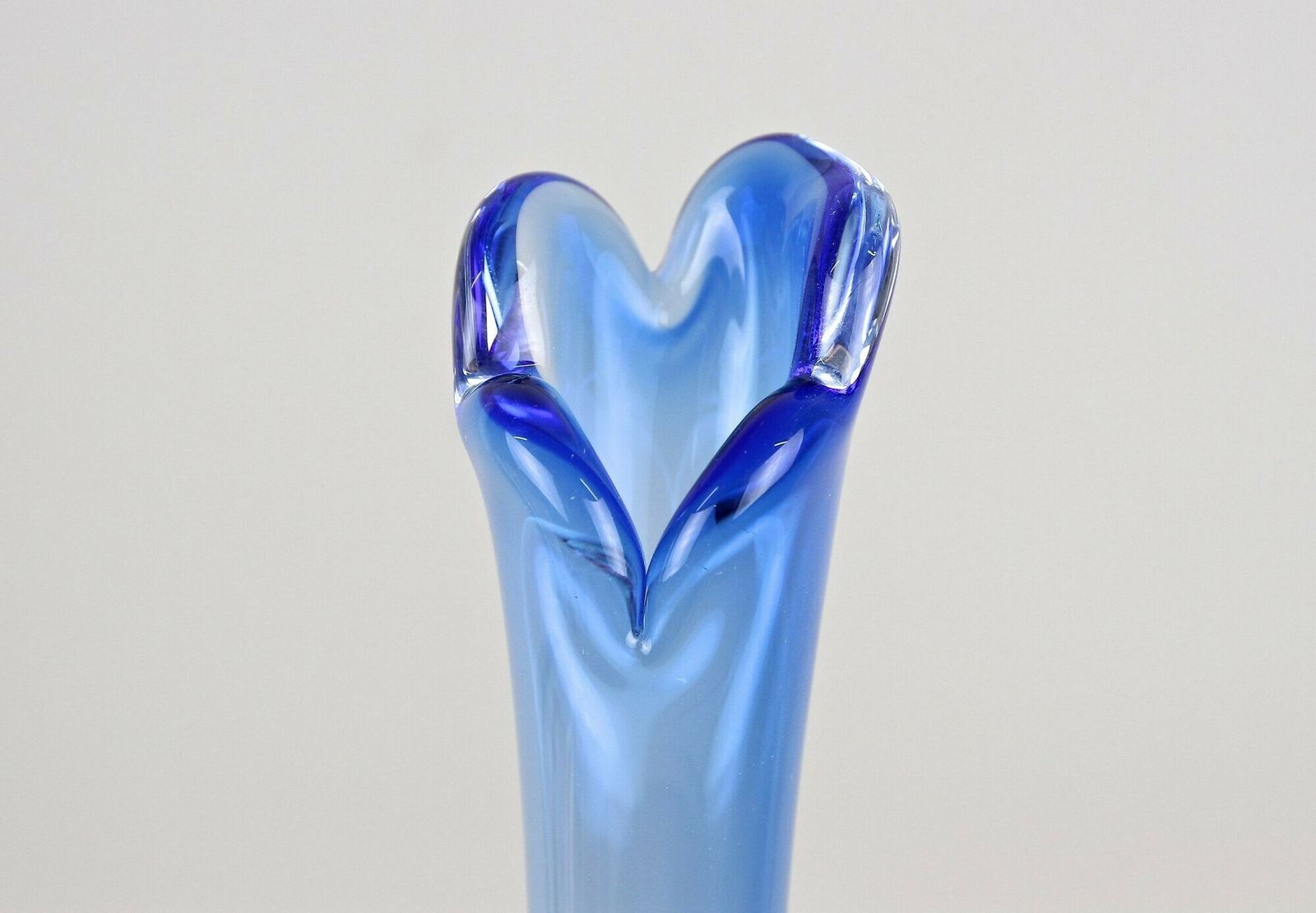 20th Century Light Blue Murano Glass Long Neck Vase, Italy Circa 1970 photo for sale